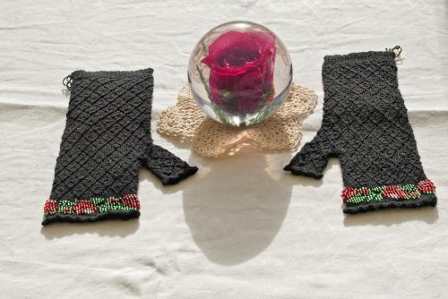 Handstulpe schwarz Merino